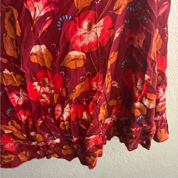 Free People Boho Red Floral Lattice Lovers Slip Mini Dress Red L - Picture 11 of 15